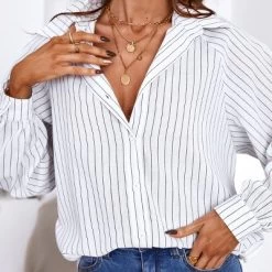 Women's Long Sleeve Pinstripe Blouse Shirt - Cupshe -Women Sale Shop GUEST bf127b37 912f 4206 ac01 6dd4929d009e