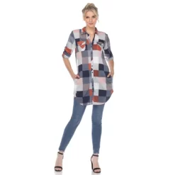 Women's Roll Tab Sleeve Plaid Buttoned Top - White Mark -Women Sale Shop GUEST bf368e13 6120 496a a97f 23e67e0e332a