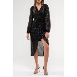 August Sky Women's Sequin Faux Wrap Midi Dress 14 August Sky Women's Sequin Faux Wrap Midi Dress -Women Sale Shop GUEST c23bcc4d d022 4818 842b 043aec469fa9