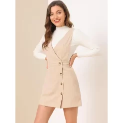 Allegra K Women's Corduroy Mini V Neck Vintage A-Line Bib Overall Pinafore Skirts -Women Sale Shop GUEST c2d91bdb 7cda 4325 9bea 1643d527d8db