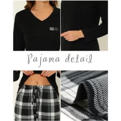 Cheibear Women's Long Sleeve Sleepwear Plaid Pants Nightwear With Pockets Lounge Pajama Sets -Women Sale Shop GUEST c34b914e 8fa3 4366 bbca d53b3ff0679a