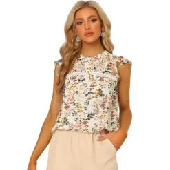 Allegra K Women's Chiffon Floral Ruffled Short Sleeve Button Shirt 11 Allegra K Women's Chiffon Floral Ruffled Short Sleeve Button Shirt -Women Sale Shop GUEST c3a02488 ec6b 4c5d b881 0c1e88287c18