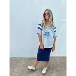 Women's Ascot + Hart Graphic Midi Skirt - Blue -Women Sale Shop GUEST c4159465 f3ec 465b a592 9387ac1975a4