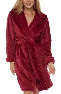 Women's Warm Soft Plush Fleece Bathrobe With Hood, Knee Length Hooded Robe, Chevrons -Women Sale Shop GUEST c4512041 2c20 4616 99fb d3a7f8a0d900
