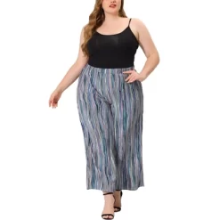 Agnes Orinda Women's Plus Size Boho Palazzo Lounge Wide Leg Pants With Elastic Waist And Stripe -Women Sale Shop GUEST c47c086d 3e68 40f3 8d1e f69cf2b3e7f4
