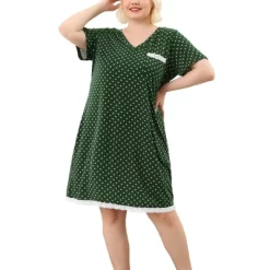 Agnes Orinda Womens Plus Size V Neck Polka Dots Short Sleeve Sleepwear Pajamas Nightgown -Women Sale Shop GUEST c4983848 3d5d 4ebb abc8 5ca4fc4b9000
