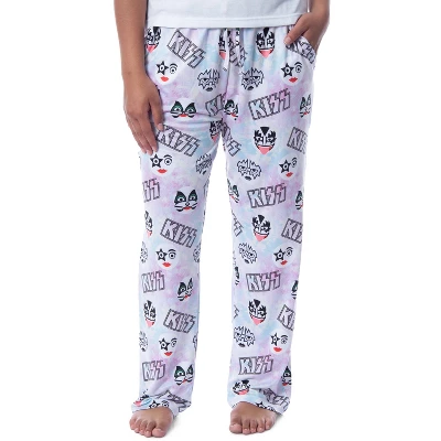 KISS Womens' All Over Band Logo And Faces Pastel Tie Dye Pajama Sleep Pants Multi 6 KISS Womens' All Over Band Logo And Faces Pastel Tie Dye Pajama Sleep Pants Multi - Image 4