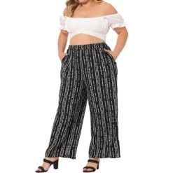 Agnes Orinda Women's Plus Size Boho Palazzo Lounge Wide Leg Pants With Elastic Waist And Stripe -Women Sale Shop GUEST c4e9d3e5 9124 4bba a8cc 8fadb3265769