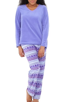 Women's Soft Warm Fleece Pajamas Lounge Set, Long V Neck Top And Pants, PJ 12 Women's Soft Warm Fleece Pajamas Lounge Set, Long V Neck Top And Pants, PJ - Image 10