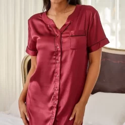 Womens Satin Night Shirt, Boyfriend Style Short Sleeve Sleep Shirt 13 Womens Satin Night Shirt, Boyfriend Style Short Sleeve Sleep Shirt -Women Sale Shop GUEST c7144d9d 9740 48d3 82f8 653bb8ba5b4c