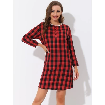 Cheibear Womens Nightgown Sleepshirt With Pockets Lounge Sleepwear Plaid Pajama Dress 3 Cheibear Womens Nightgown Sleepshirt With Pockets Lounge Sleepwear Plaid Pajama Dress