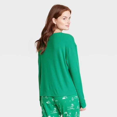 Women's Matching Family Thermal Pajama Top - Wondershop™ Green 3 Women's Matching Family Thermal Pajama Top - Wondershop™ Green