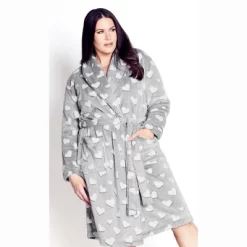 Women's Plus Size Hearts Robe - Grey | AVENUE -Women Sale Shop GUEST cb7b5755 885e 40ef bfde 0e7079a54331