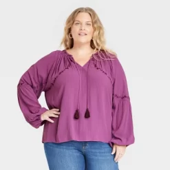 Women's Balloon Sleeve Embroidered Blouse - Knox Rose™ -Women Sale Shop GUEST cb8921e4 cded 4d23 b826 b1d52eacb23b