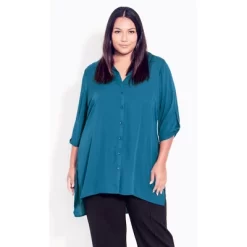 Women's Plus Size Longline Blouse - Teal | AVE STUDIO -Women Sale Shop GUEST ce7615e1 400b 4d3a aaf1 a7d55cc7f5c9