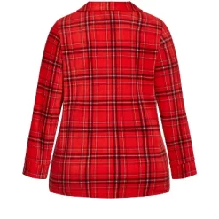 Women's Plus Size Fleece Check Sleep Top - Red | AVENUE -Women Sale Shop GUEST cf4a9ca4 51b3 4b77 afe8 6eba7b242207