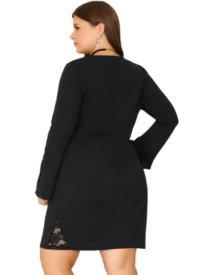 Agnes Orinda Women's Plus Size Cocktail Party Lace Bodycon Bell Sleeve Dress 5 Agnes Orinda Women's Plus Size Cocktail Party Lace Bodycon Bell Sleeve Dress - Image 3
