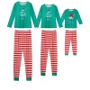 Cheibear Christmas Long Sleeve Tee With Letter And Striped Pants Family Pajama Sets