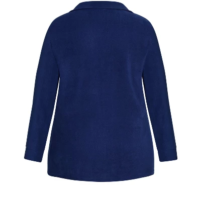 Women's Plus Size Button Fleece Top - Navy | AVENUE 7 Women's Plus Size Button Fleece Top - Navy | AVENUE - Image 5
