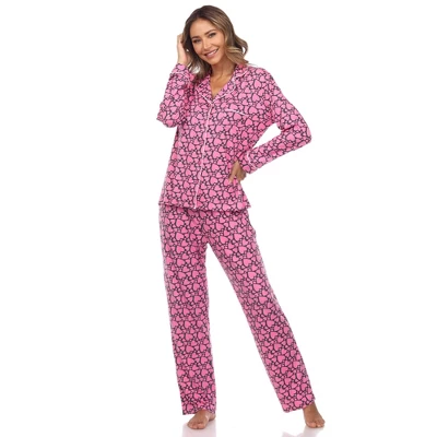 Women's Long Sleeve Heart Print Pajama Set - White Mark 8 Women's Long Sleeve Heart Print Pajama Set - White Mark - Image 6