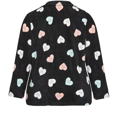 Women's Plus Size Button Up Fleece Top - Black | AVENUE 7 Women's Plus Size Button Up Fleece Top - Black | AVENUE - Image 5