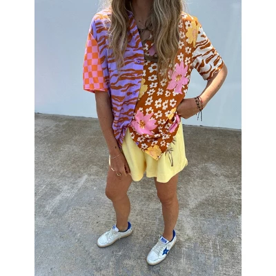 Women's Ascot + Hart Graphic Pull-On Shorts - Yellow 9 Women's Ascot + Hart Graphic Pull-On Shorts - Yellow - Image 7