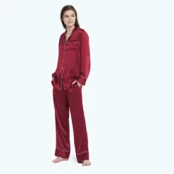 Mommesilk Piped Silk Pajamas Set For Women -Women Sale Shop GUEST d8b508be bd8f 42df b74d 31b629ef2470