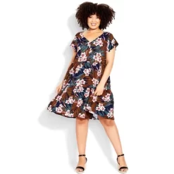 Avenue Women's Plus Size Unwind Tier Dress - Hibiscus Palm | LORALETTE -Women Sale Shop GUEST dd3117a5 3348 4556 8b5f 0656c4748821