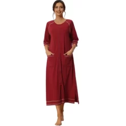 Cheibear Womens Zipper Front Housecoat With Pockets Long Robes -Women Sale Shop GUEST dd6d3390 21de 4eab a006 6bd9b4b36bac