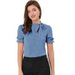 Allegra K Women's Bow Tie Neck Elegant Office Short Sleeve Blouse 31 Allegra K Women's Bow Tie Neck Elegant Office Short Sleeve Blouse -Women Sale Shop GUEST ddf1008d 0350 4a73 a43a 98ba77ff8c23