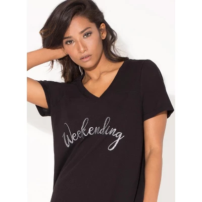 Smart & Sexy Women's Oversized Graphic V-Neck Sleep Shirt 3 Smart & Sexy Women's Oversized Graphic V-Neck Sleep Shirt