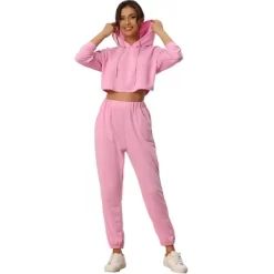 Cheibear Womens 2 Piece Outfits Sweatsuit Outfits Hooded Crop Sweatshirt And Jogger Tracksuit Set -Women Sale Shop GUEST de8a6c2b 853f 4af1 8b28 23739a1e2920