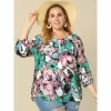 Agnes Orinda Women's Plus Size 3/4 Sleeves Self Tie Neck Floral Blouse -Women Sale Shop GUEST e0543fa8 4afb 4caa a3e8 0fadfeb06643