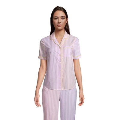 Lands' End Women's Short Sleeve Cotton Poplin Pajama Shirt 9 Lands' End Women's Short Sleeve Cotton Poplin Pajama Shirt - Image 7