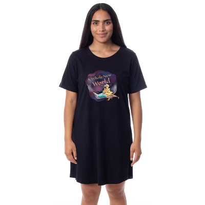 Disney Womens' Aladdin Movie Princess Jasmine Nightgown Sleep Pajama Shirt Black 5 Disney Womens' Aladdin Movie Princess Jasmine Nightgown Sleep Pajama Shirt Black - Image 3