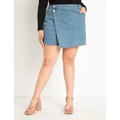 ELOQUII Women’s Plus Size Denim Skort 3 ELOQUII Women’s Plus Size Denim Skort