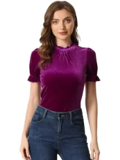 Allegra K Ruffle Collar Shirt For Women's Short Sleeve Velvet Tops Blouse 19 Allegra K Ruffle Collar Shirt For Women's Short Sleeve Velvet Tops Blouse -Women Sale Shop GUEST e893a361 5fb3 4583 8060 c38564fc7c00