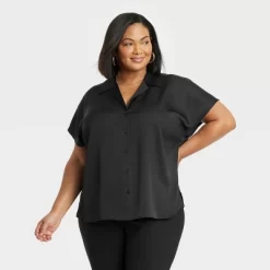 Women's Satin Short Sleeve Button-Front Shirt - Ava & Viv™ 10 Women's Satin Short Sleeve Button-Front Shirt - Ava & Viv™ -Women Sale Shop GUEST e8cb6432 db92 491f 8f68 1690c26467c6