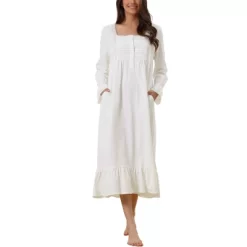 Cheibear Women's Victorian Long Sleeve Ruffle Night Gown Sleepwear With Pockets -Women Sale Shop GUEST ea155954 d1cb 46ca 982a d6141c0202ec