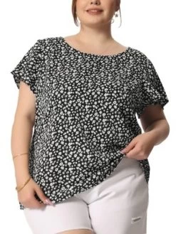 Agnes Orinda Women's Plus Size Floral Short Sleeve Casual Pleasant Top -Women Sale Shop GUEST eb8a6ea9 ea51 4b33 8622 a14608b0f334