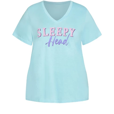 Women's Plus Size Print 3 Piece Sleep Set - Blue | AVENUE 4 Women's Plus Size Print 3 Piece Sleep Set - Blue | AVENUE - Image 2