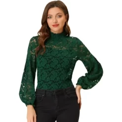 Allegra K Women's See Through Mock Neck Long Sleeve Floral Lace Blouse 18 Allegra K Women's See Through Mock Neck Long Sleeve Floral Lace Blouse -Women Sale Shop GUEST f091443a 01b2 4f5b 95d3 d1e44f38251f