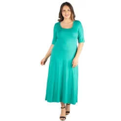 24seven Comfort Apparel Womens Plus Size Elbow Length Sleeve Maxi Dress -Women Sale Shop GUEST f135e931 1987 40d8 a3a8 1bb9bba8d859