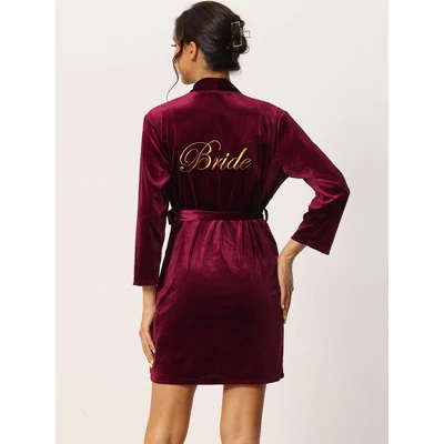 Cheibear Womens Wedding Party Velvet Thin Gown Bridesmaid Bridal Robes 4 Cheibear Womens Wedding Party Velvet Thin Gown Bridesmaid Bridal Robes - Image 2