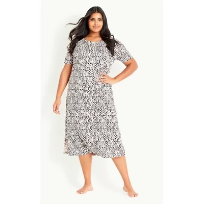 Women's Plus Size Animal Night Dress - Blush | EVANS 6 Women's Plus Size Animal Night Dress - Blush | EVANS - Image 4
