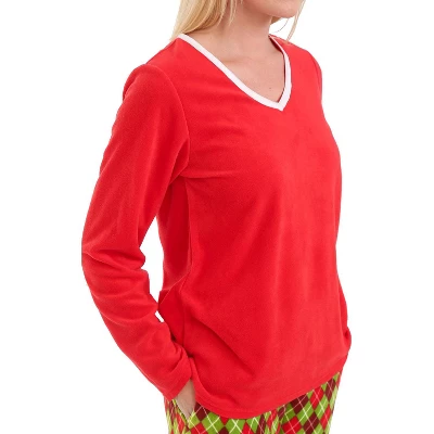 Women's Soft Warm Fleece Pajamas Lounge Set, Long V Neck Top And Pants, PJ 4 Women's Soft Warm Fleece Pajamas Lounge Set, Long V Neck Top And Pants, PJ - Image 2