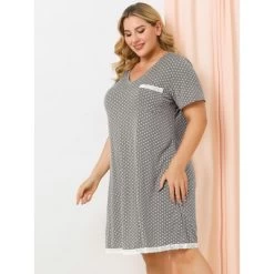 Agnes Orinda Womens Plus Size V Neck Polka Dots Short Sleeve Sleepwear Pajamas Nightgown -Women Sale Shop GUEST f4c5dc88 91cf 4b7e a145 dcaae2bb1f03