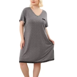 Agnes Orinda Womens Plus Size V Neck Polka Dots Short Sleeve Sleepwear Pajamas Nightgown -Women Sale Shop GUEST f4d30a95 05a7 40ed 8973 7be6da8970d7