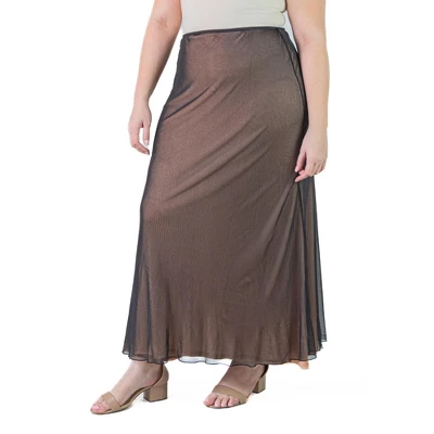 Plus Size Sheer Overlay Elastic Waist Maxi Length Skirt 5 Plus Size Sheer Overlay Elastic Waist Maxi Length Skirt - Image 3