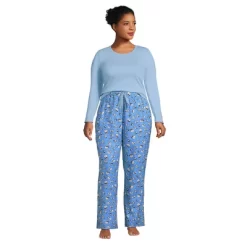 Lands' End Women's Pajama Set Knit Long Sleeve T-Shirt And Flannel Pants -Women Sale Shop GUEST f729507e 48bf 458f 80bc 122d38ebc7a0